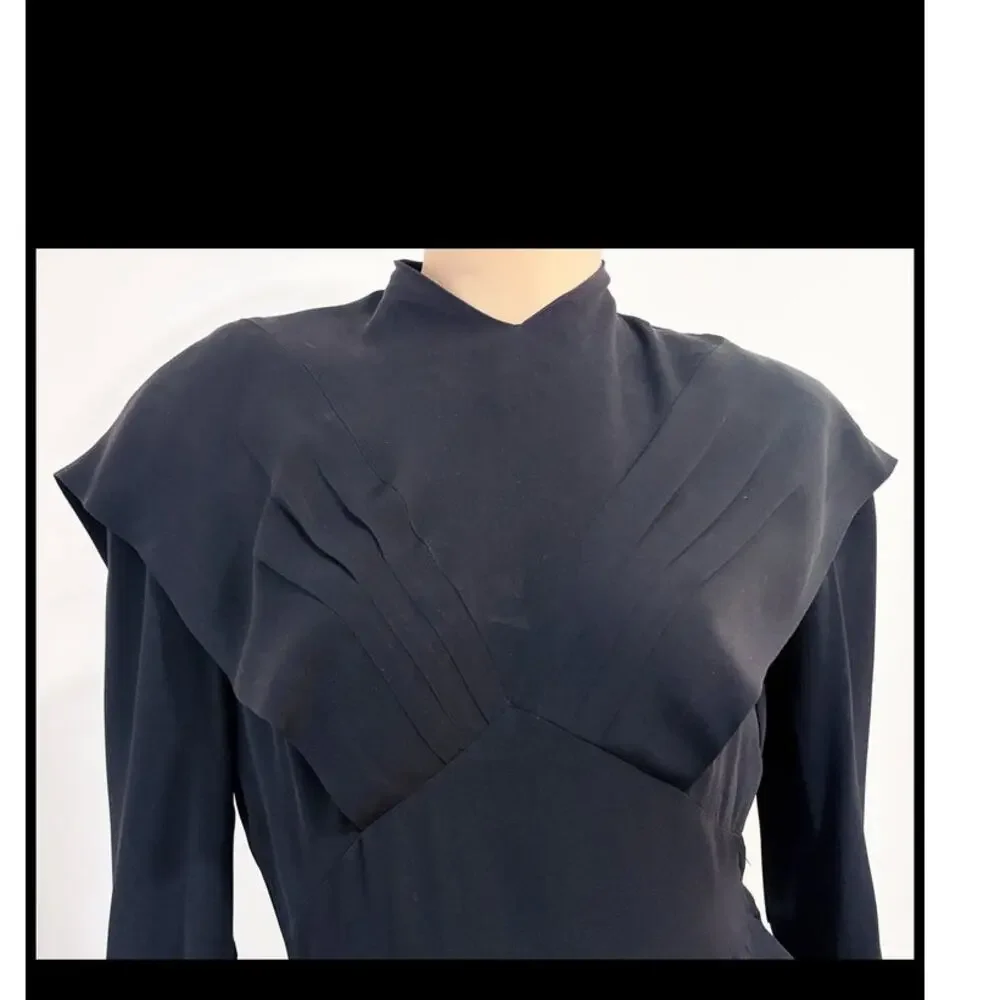 Vintage Junior Guild Original crepe black dress XS/S 1940's pristine - Picture 3 of 9